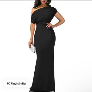 OYS Elegant Black Off-Shoulder Evening Gown